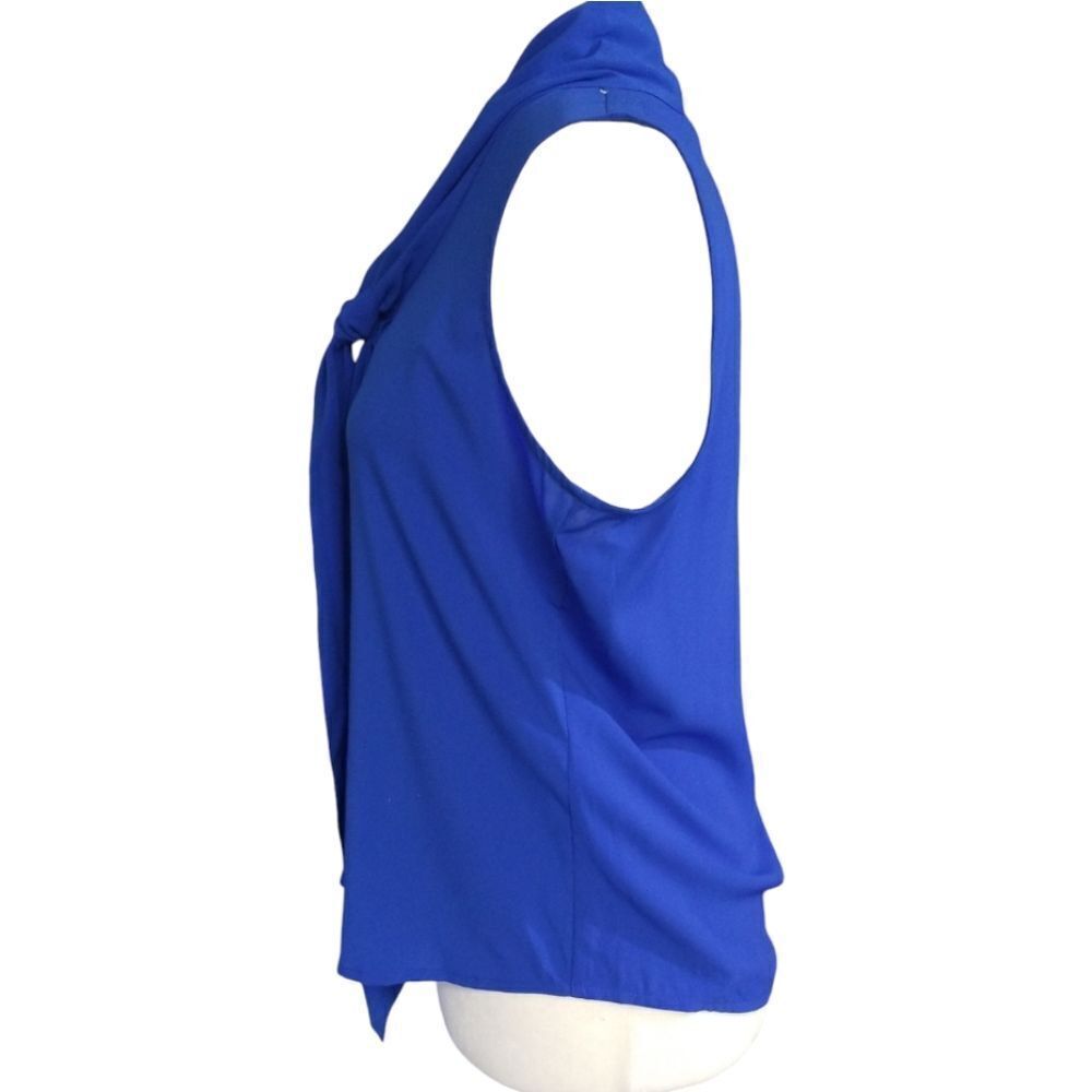 Calvin Klein Tie Neck Sleeveless Blue Blouse Size Small - Picture 3 of 8